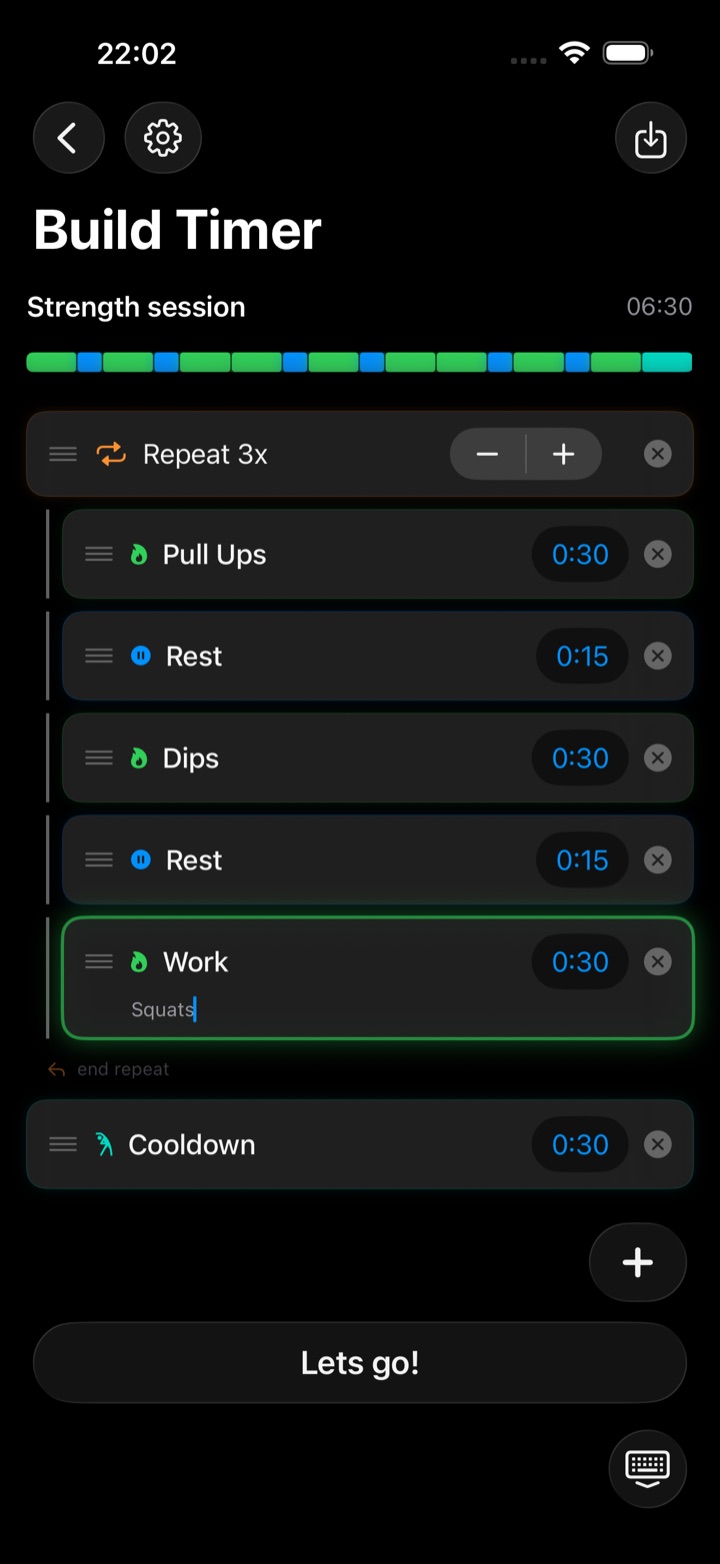 Building a custom interval workout